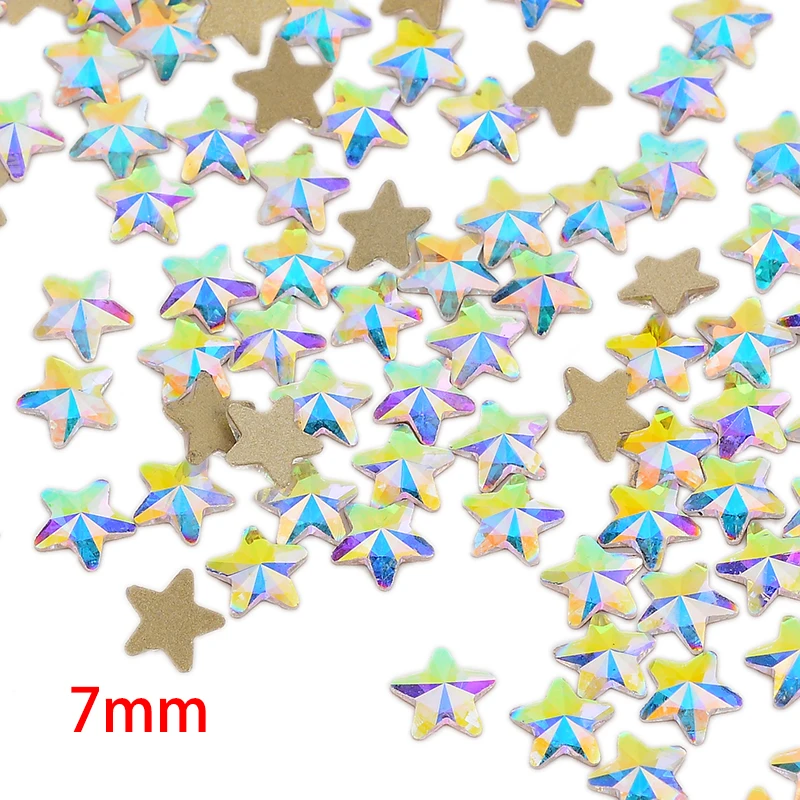 30pcs Golden Back AB Color Flatbacks No-Hotfix Rhinestones CRYSTAL Nail Art Crystal Flat Back Rhinestones For Nails - Цвет: Pentagon-7mm