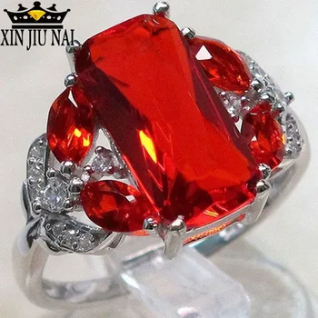 

Hot Fashion Jewelry Rings For Women Big Red Zircon Stone Finger Ring Shining Luxury Anelli Donna Wedding Ring Anniversary Gift
