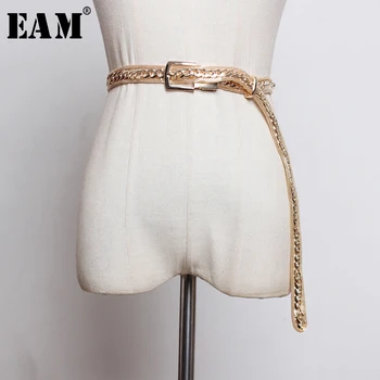 

[EAM] Metal Buckle Split Joint Perspective Long Wide Belt Personality Women New Fashion Tide All-match Spring 2020 1N739
