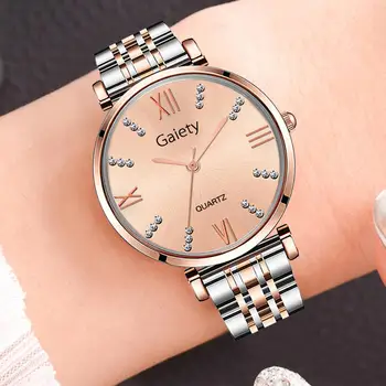 

Luxury Women's Watch Quartz Non-scale Rhinestone Dial Ladies Wristwatches Stainless Steel Strap Female Clock Zegarek Damski