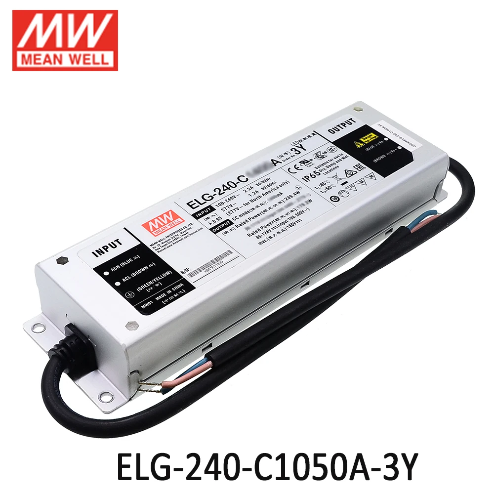 MEAN WELL ELG 240 C1050A 3Y Вт 114 ~ 228 в 1050 мА регулируемый светодиодный источник питания