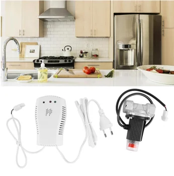 

Combustion Gas Natural Home Gas Alarm Leakage Sensor Gas Detector With Electric Solenoid Valve EU plug 110-240V