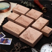 Dream City Series Scenery Wooden Stamp Post Card Making Stamps Set Wood Mounted Rubber Stamps For Diy Crafts Scrapbooking