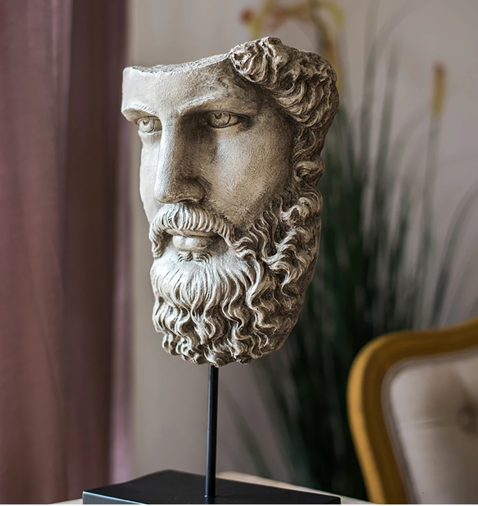 Human Face Resin Decoration Sculpture Antique Decoration Figurines Sculpture Crafts Home Decoration LivingRoom Study Ornaments
