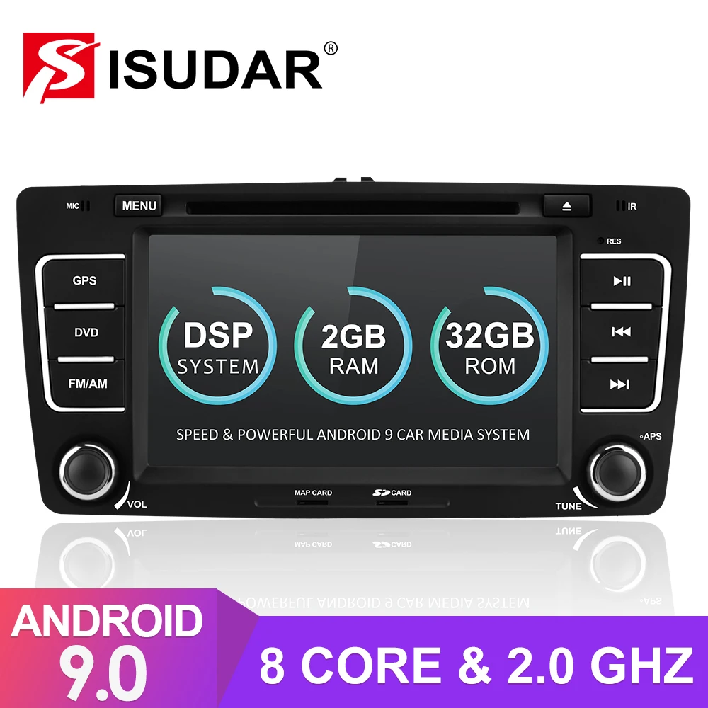 Isudar Android 9 Авторадио для SKODA/Octavia 2009 2013 Автомобильный мультимедийный плеер 2 Din DVD gps 4