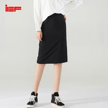 IEF Осенняя однотонная женская юбка средней длины, стильная повседневная модная уличная одежда с высокой талией 0731A-D2382