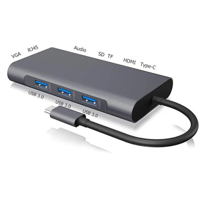 USB 3,1 type-C концентратор к HDMI адаптер VGA LAN 4K USB C концентратор с 3,5 мм Jack концентратор USB 3,0 TF SD ридер слот PD для MacBook Pro/Air