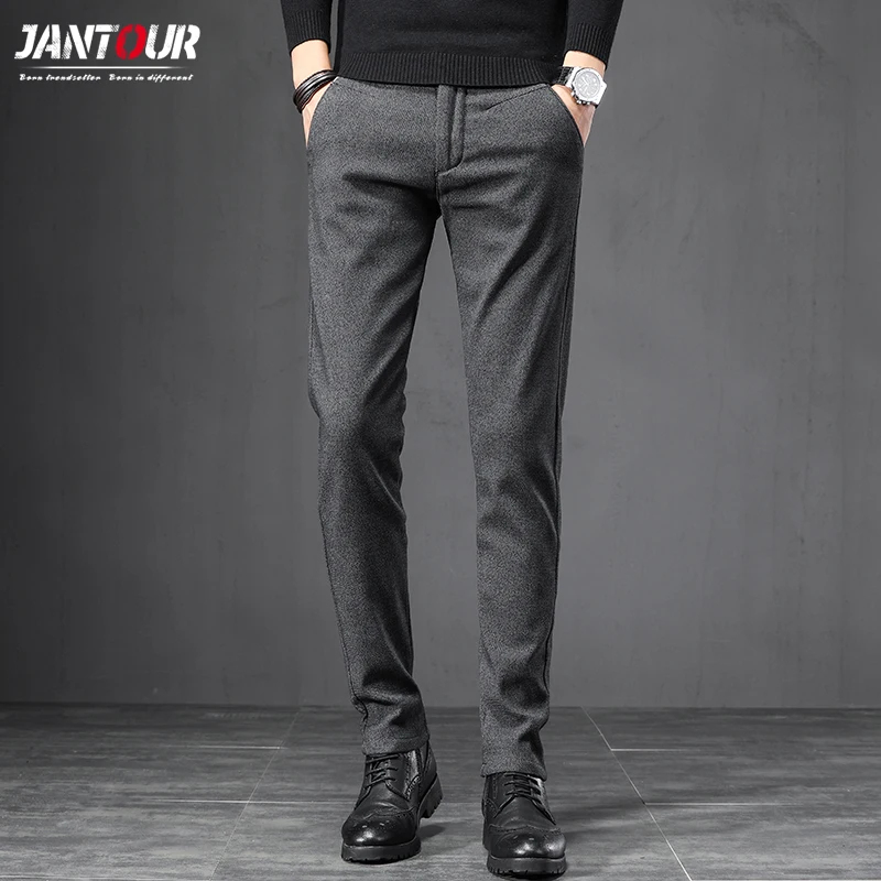 PROD 4000221773032 2021 Autumn Winter New Casual Pants Men Cotton Slim
Fit Chinos Fashion Gray Trousers Male Brand Clothing Plus Size 28-38
