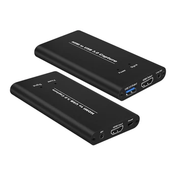 

Video Capture Card Live Streaming USB3.0 HDMI 4K 60Hz HDMI To USB Video Record Box Dongle Game Stream Broadcast MIC Input Option