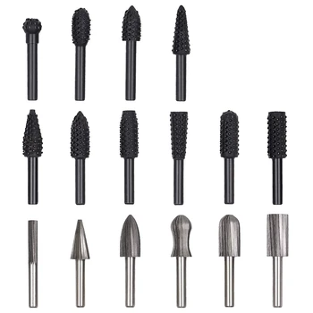

16PCS Router Bits Woodworking File Rasp Chisel Drill Bit Rotary Cutting Burr Set With 1/4 Inch Shank for DIY Carving, Polishing,