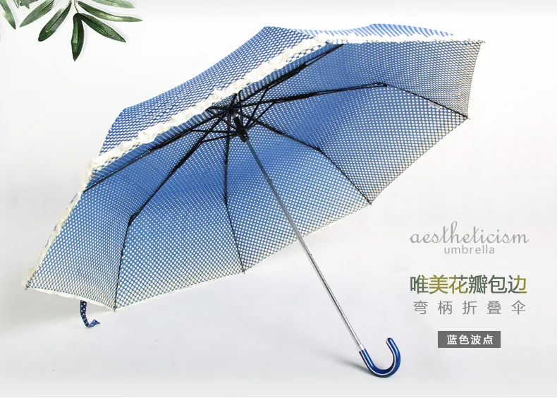 Напрямую от производителя дождевик Мода принцесса три раза кружева крюк в горошек всепогодный зонтик складной parasl