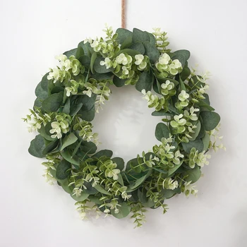 

Green Leaf Eucalyptus Wreath For Festival Celebration Front Door/Wall/Fireplace Laurel/Eucalyptus Hanger Home Relaxed Decoration