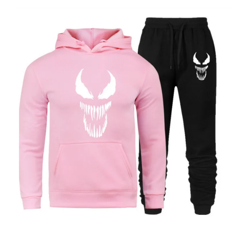 Новинка, брендовый спортивный костюм, модный, Venom, мужская спортивная одежда, два предмета, наборы, все, хлопок, флис, Толстая Толстовка с капюшоном+ штаны, спортивный костюм для мужчин