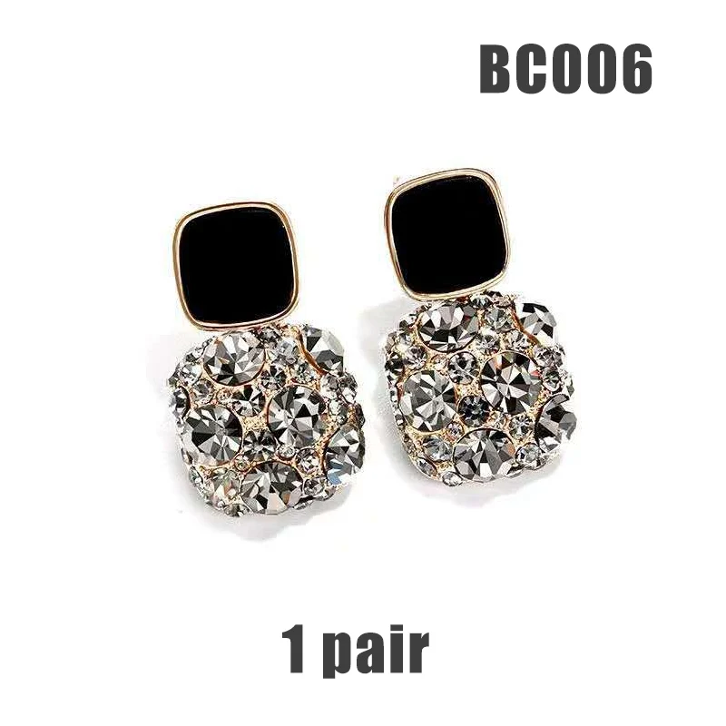 BC006 PickyanDco геометрические круглые серьги, Длинные круглые серьги-гвоздики для женщин, аксессуары для больших ушей, черные сережки со стразами XC005 - Окраска металла: BC006