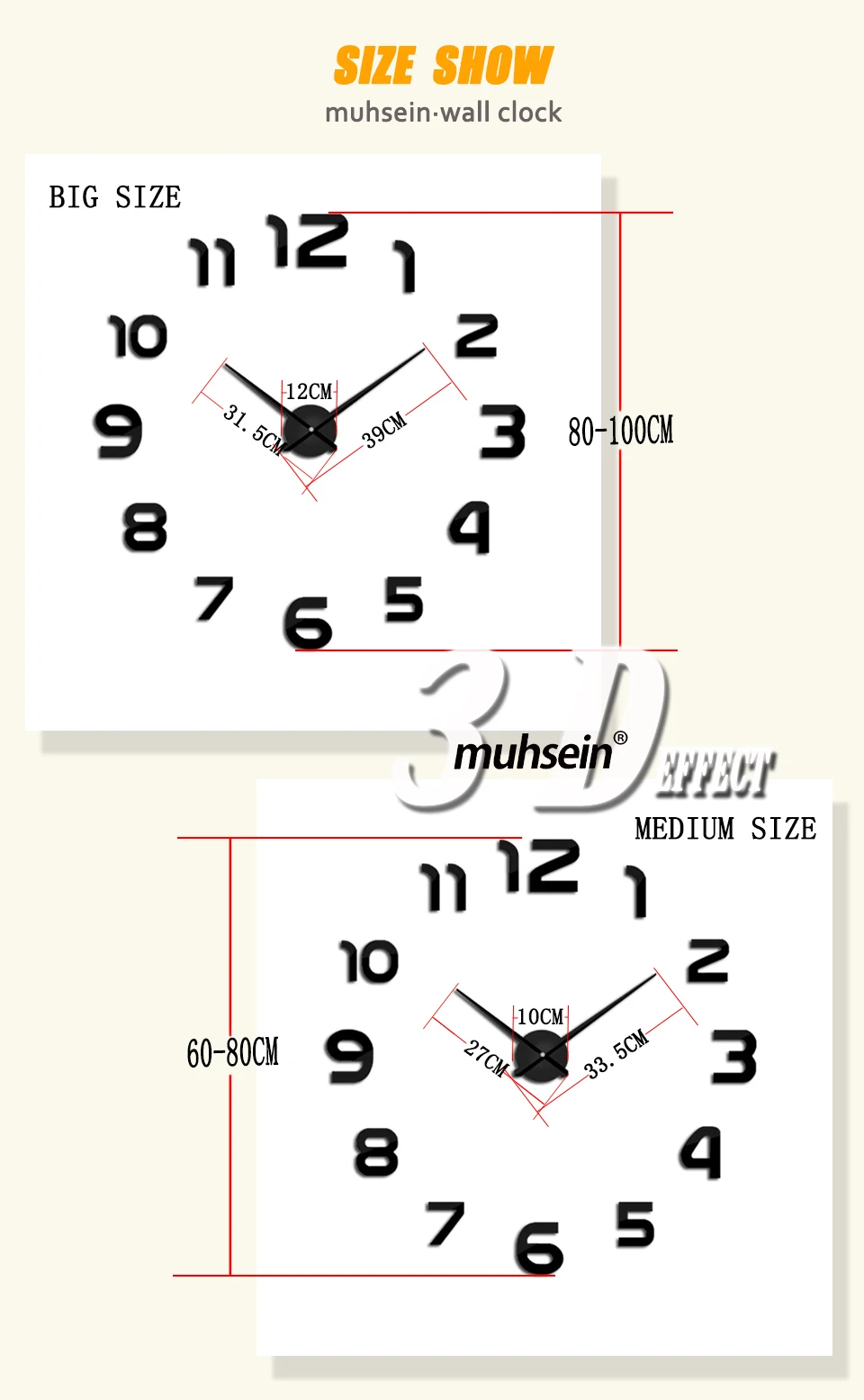 Muhsein 2022 Home Decoration New Wall Clock 3d DIY Mute Wall Clock Acrylic Mirror Sticker  Quartz Watch Free Shipping