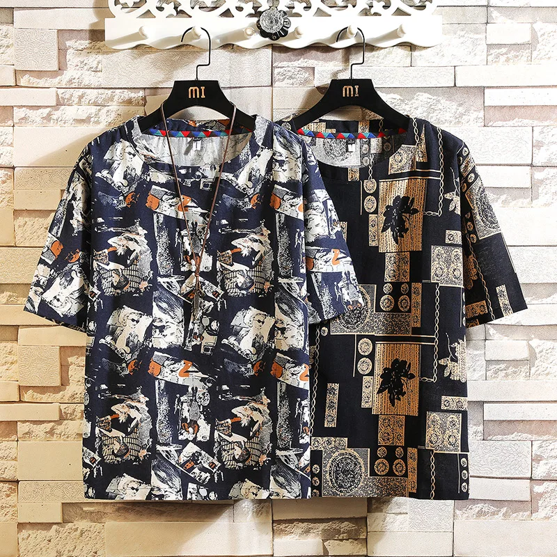 Summer T-shirt Fashion Chinese Style Tshirt O-NECK Streetwear One Piece Friends Hip Hop Rock Punk Oversized Top TEES