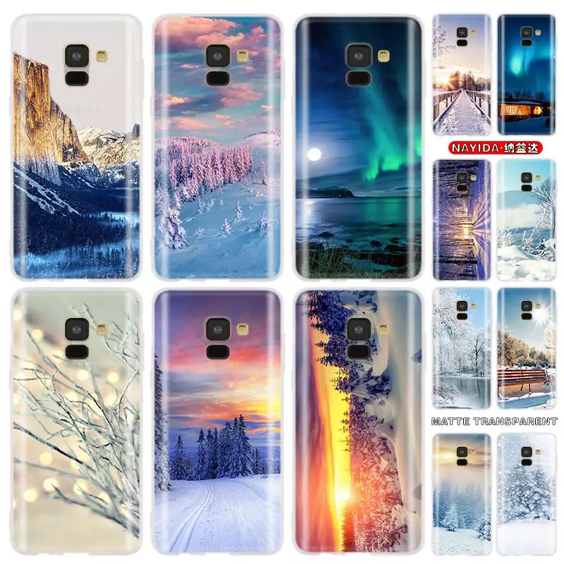 Baseus Clear case for Samsung J4 J6 Plus J7 J8 J3 J5 2015 2016 2017 EU 2018 Prime Soft Cases Landscape Winter Light Snow | Мобильные