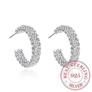 

Personality Hyperbole 100% 925 Sterling Silver Simple Smooth Big Net Circle Hoop Earrings For Women Silver Jewelry Pendientes
