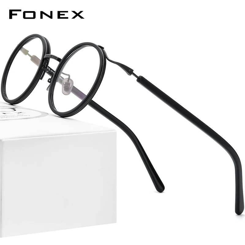 

FONEX Acetate Titanium Glasses Men 2022 Retro Vintage Round Prescription Eyeglasses Frame Women Spectacle Optical Eyewear F85676