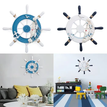 

Mediterranean Wind Decoration Rudder Ornament Pendant Anchor Helmsman Wooden Boat Ship Rudder Wall Decoration Accessories