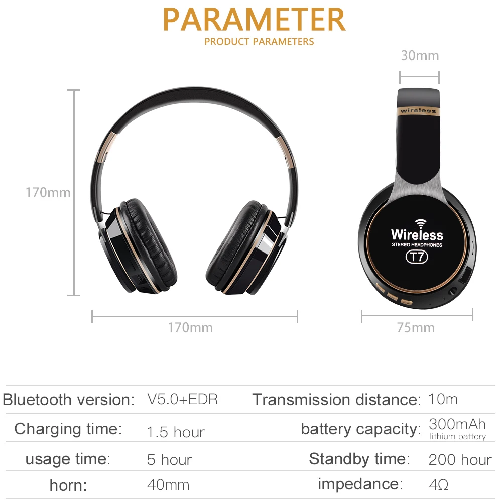 New Wireless Headphones Bluetooth Headset Foldable Stereo Headphone Gaming Earphones With Microphone For PC Mobile Phone Mp3