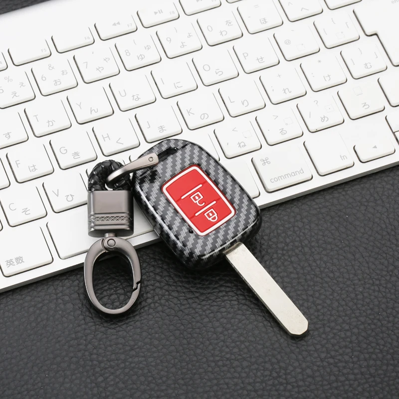 Portachiavi con telecomando in pelle ABS in fibra di carbonio per HONDA ACCORD XRV CIVIC FIT VEZEL -