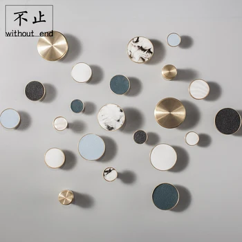 

Nordic Hook Simple Wall Hanging Marble Natural Shell Sheepskin Coat Hook Porch Gold Pure Brass Hook