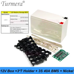 Enhanced Battery Storage Box for Motorcycles, 12V 7Ah-20Ah, with 18650 Holder and Built-in 40A BMS (Gray BMS Nickel)