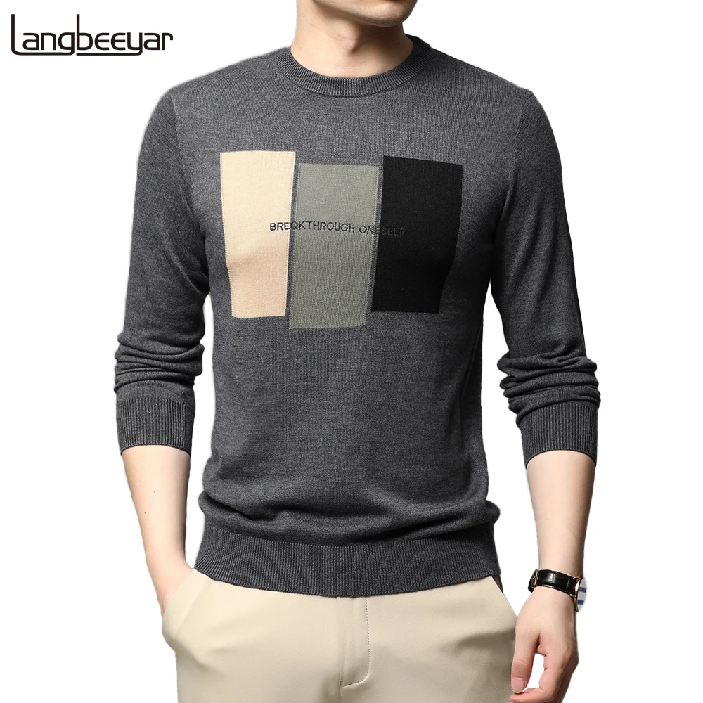 

2020 New Fashion High End Designer Brand Knit Mens Wool Pullover Sweater Streetwear Crew Neck Casual Jumper Mens Clothing