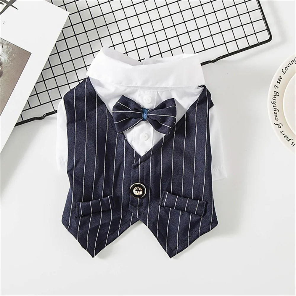 Pet Dog Cat Clothes Prince Tuxedo Bow Tie Suit Puppy Costume Jumpsuit Coat Gentleman Dog Clothes Wedding Suit Dog Formal Shirts (11)
