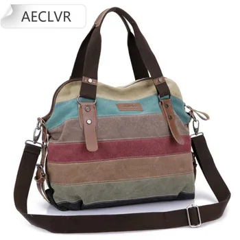 

Tote Handbag Bolsos Famous Brand Women Canvas Shoulder Bags Fashion Messenger Bags Casual Beach Bag Striped Shopping hand bag