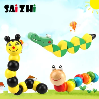 

Saizhi Building Blocks Toys Wooden Color Twisted Worm Animal Building Blocks Doll Caterpillar Children's Educational Toys