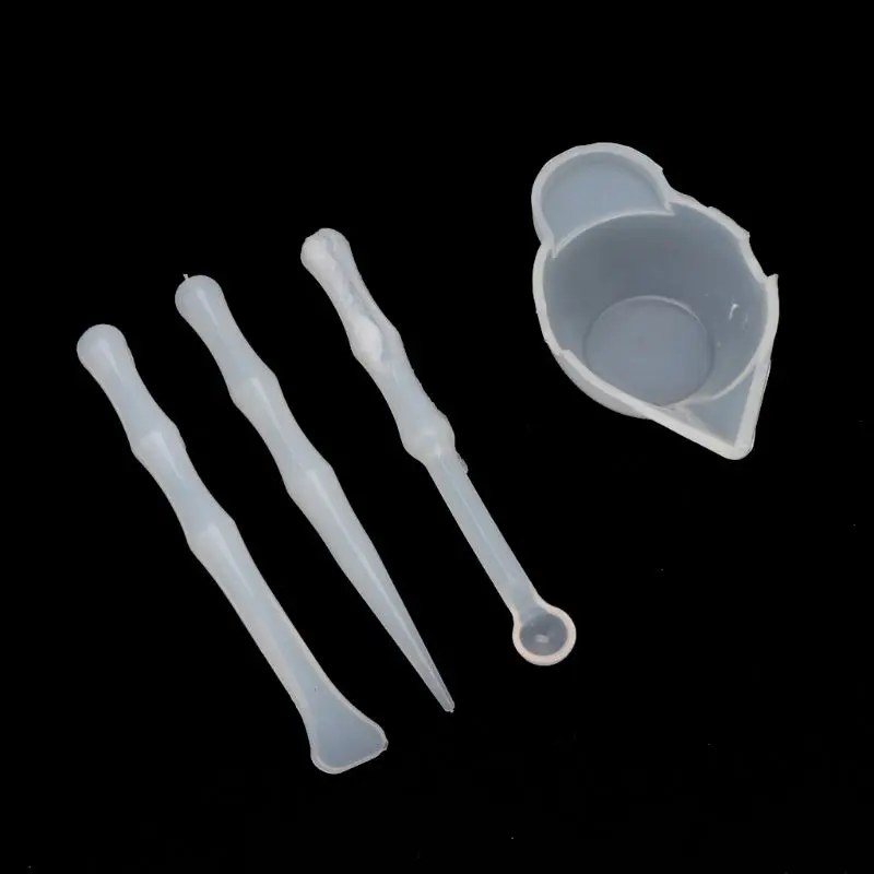 

4Pcs SILICONE Mixing Cups Stirrers Spoon Scraper DIY Resin Jewelry Tools Kit