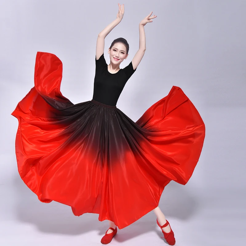 Красный черный Испанский большой Hemline Flmenco юбка танец живота Испания традиционный бальный сценический наряд представление женщины восточное платье - Цвет: Black to red
