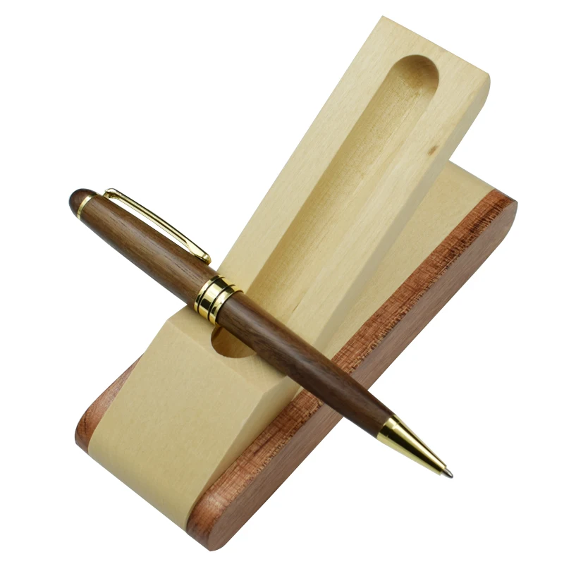 

One Set Handmade Nature Walnut Wood Ball Point Pen And Foldable Pencil Case Together Set Stationery Student Office School Gift