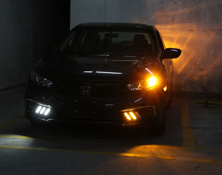 3 цвета 2 функции поворотные огни+ дневные ходовые огни для Honda Для Civic-20 светодиодный DRL Противотуманные фары с динамическим поворотным сигналом