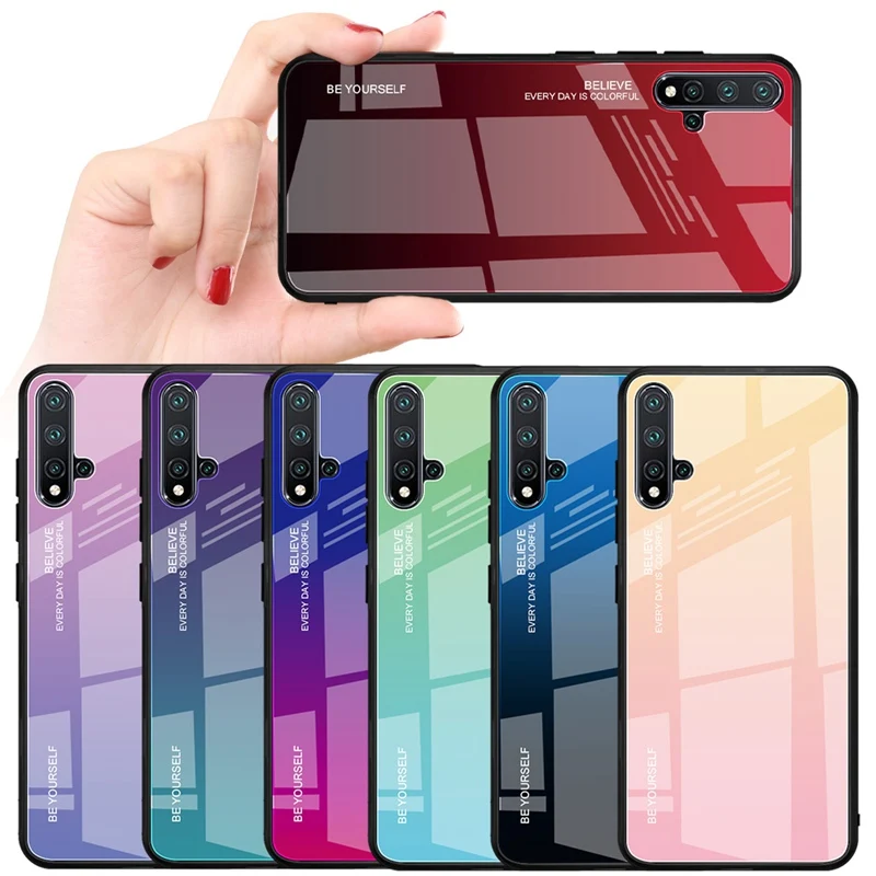 Чехол из ТПУ с закаленным стеклом градиентного цвета для Huawei Nova 5/Nova 5 Pro Модный