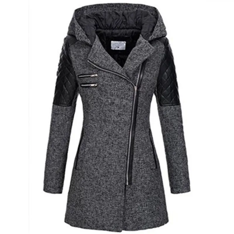 5XL размера плюс, Женская куртка, длинное пальто, теплое, ветрозащитное, на молнии, в стиле пэчворк, с капюшоном, пальто, женская парка, пальто, женская куртка, пальто