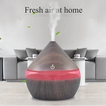 

hot sale Air Purifier 300ML Ultrasonic Aroma Diffuser Air Humidifier Wood Grain Colorful Light Essential Oil Purifier for Home D