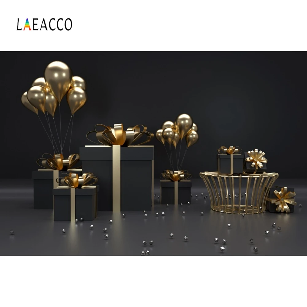 Laeacco черные однотонные фоны для фотосъемки с изображением стены золотых шаров