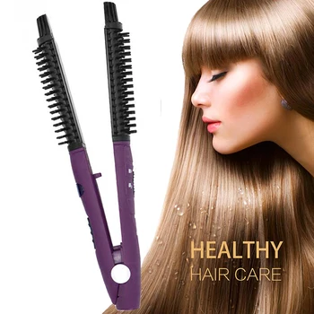 

3 In 1 Flat Iron Hair Straightener Travel Curling Iron Hair Brush Electric Hair Straightener All In One Tool Straightening Comb