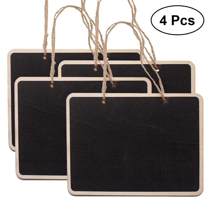 4pcs Mini Chalkboards Rectangular Hanging Blackboard Double Sided