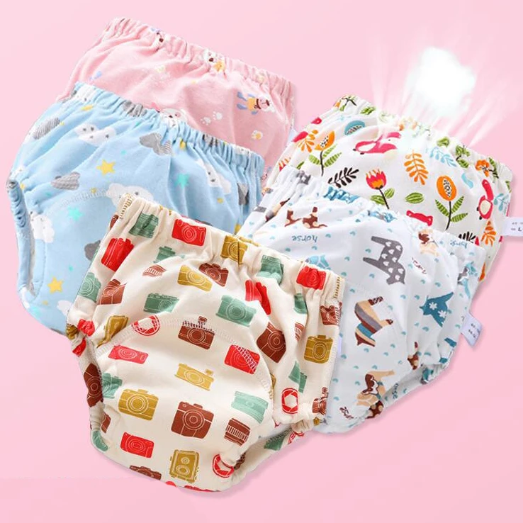 6pcs Waterproof Baby Cloth Diapers Reusable Washable Nappies Baby