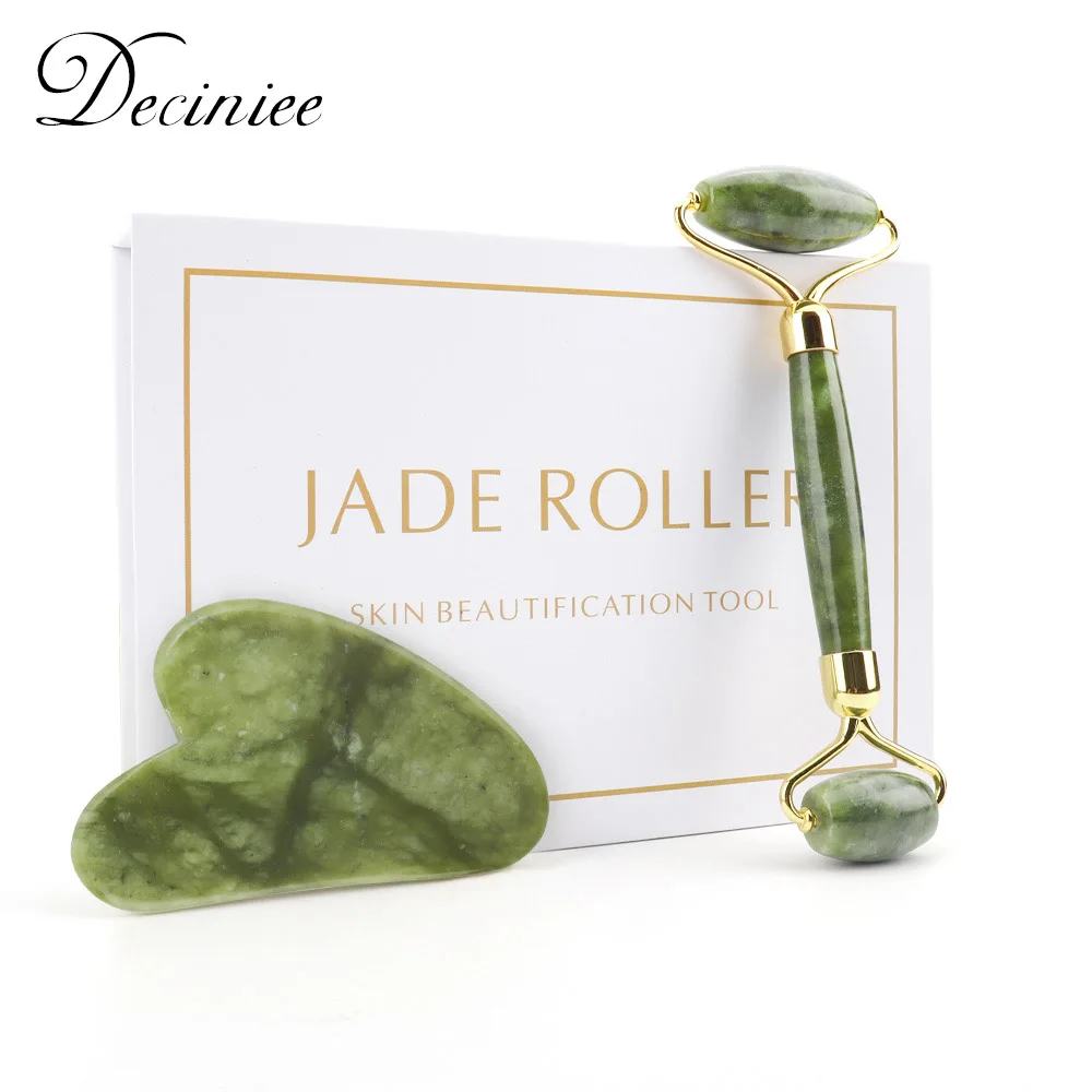 Rodillo de Jade Xiuyu Gua sha de piedra Natural, tablero raspador Guasha, conjunto de cuarzo, herramienta de masaje Facial, Estiramiento Facial, masajeador antiarrugas Delgado