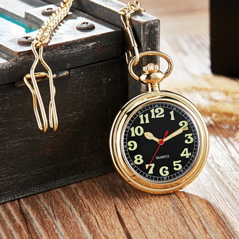 Gorben золотые кварцевые карманные часы кулон ожерелье цепь часы стимпанк кварцевые карманные часы для мужчин и женщин часы подарки