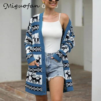 

Miguofan christmas sweaters plus size outwear women cardigans sweaters elegant autumn winter coats button pocket cardigan