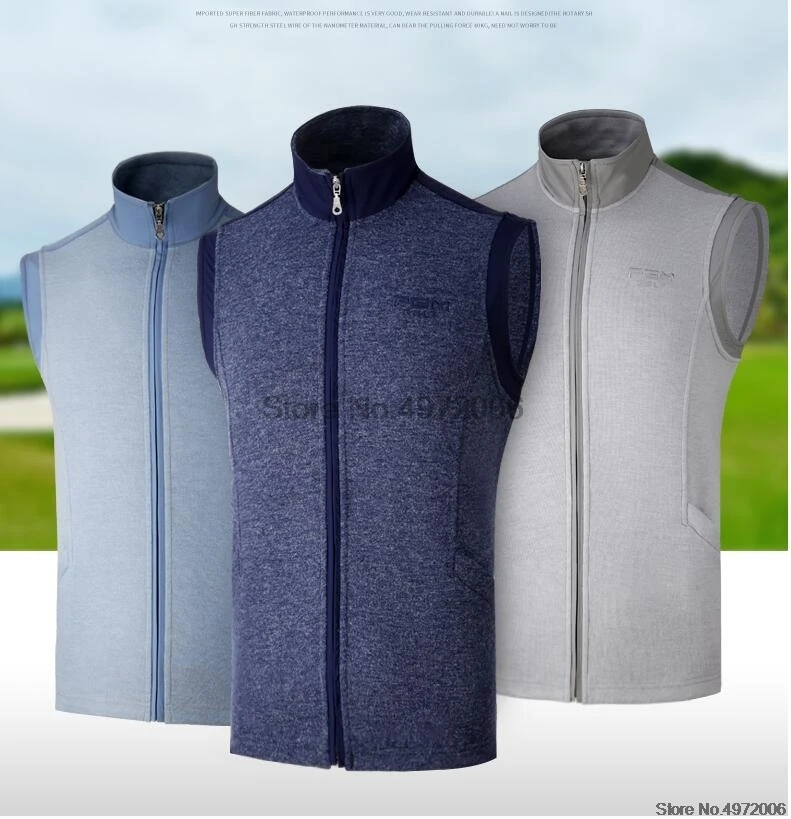 Мужская куртка без рукавов для гольфа, осенняя ветрозащитная жилетка для гольфа, Спортивная одежда на молнии, теплая жилетка, 3 цвета, жилет D0511