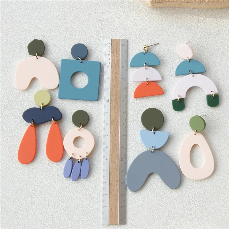 Women Acrylic Long Dangle Drop Earrings Korea Fashion Vintage Geometric Irregular Big Earrings