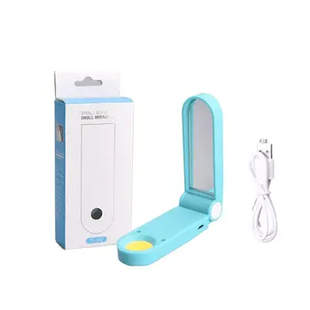 

Portable Pocket Mini Makeup Mirror Square Folding With Illuminated Light USB Rechargeable Creative Fashion Night Light Mirrors