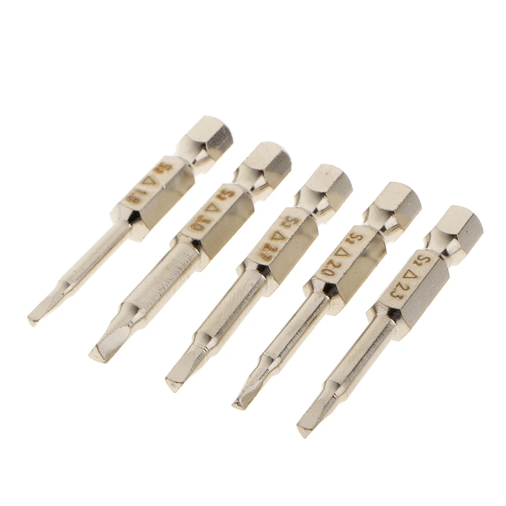 Pack of 5pcs 1/4 Hex Shank 50mm Magnetic Triangle Head Screwdriver Bits S2 Steel 
